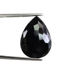 BLACK SPINEL IRREGULAR FACETED PEAR CAB 22X16MM 14.76 Cts.