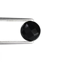BLACK SPINEL CHECKER CUT ROUND CAB 8MM 1.60 Cts.