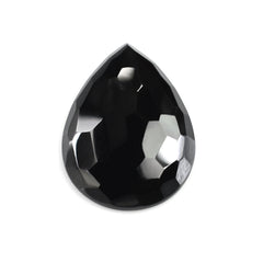 BLACK SPINEL IRREGULAR FACETED PEAR CAB 20X15MM 12.87 Cts.