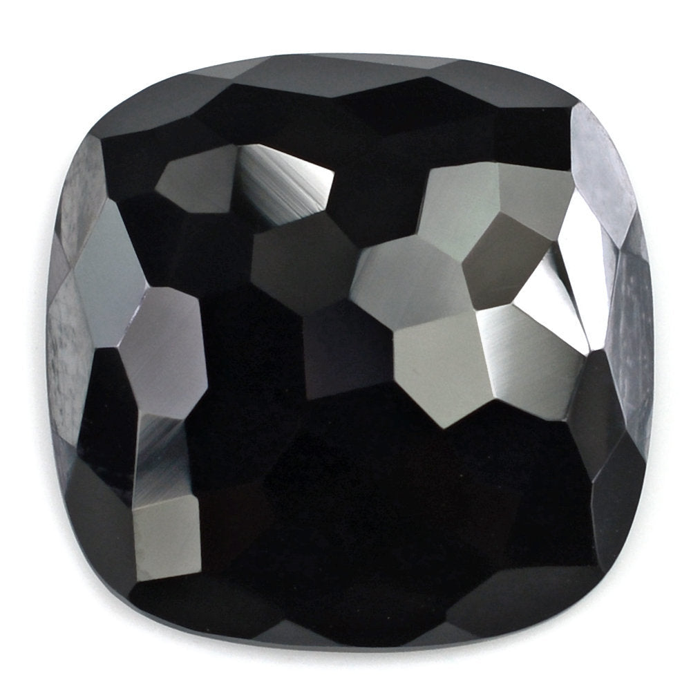 BLACK SPINEL IRREGULAR FACETED CUSHION CAB 16MM 11.91 Cts.