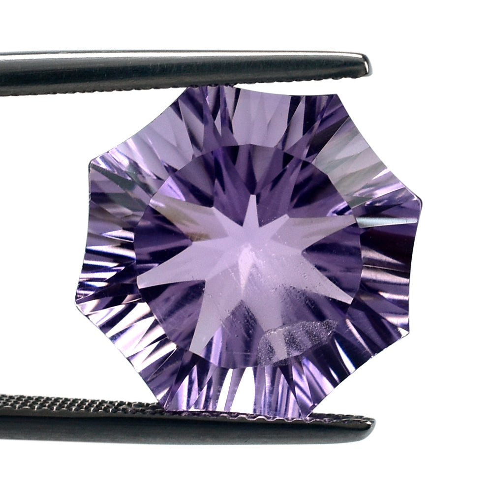 BRAZIL AMETHYST CONCAVE NINETY CUT ROUND (DES#83) 15MM 11.10 Cts.