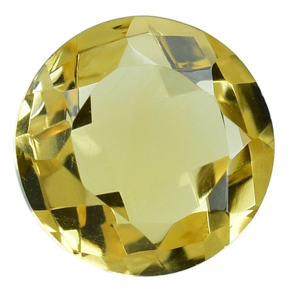 YELLOW CITRINE CHECKER CUT BACK ROUND (YELLOW GOLDEN) (C-3/CLEAN) 8.00MM 1.85 Cts.