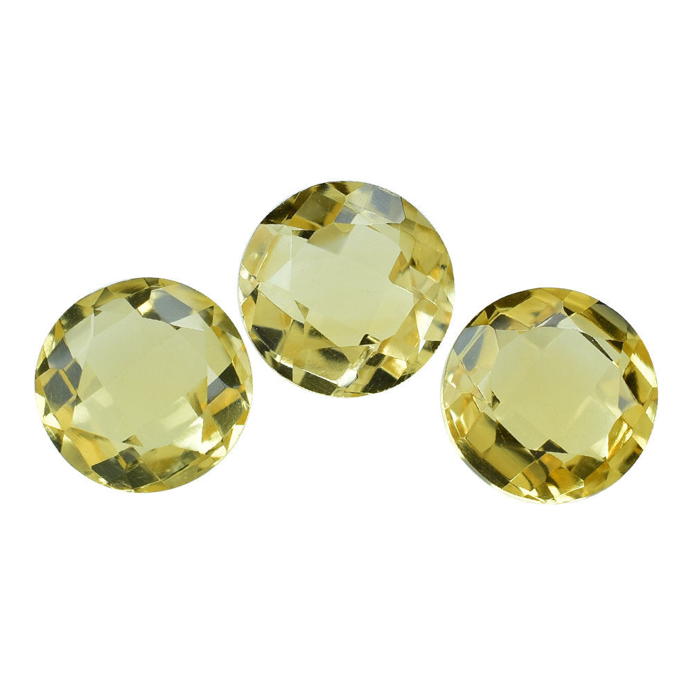 YELLOW CITRINE CHECKER CUT BACK ROUND (YELLOW GOLDEN) (C-3/CLEAN) 8.00MM 1.85 Cts.