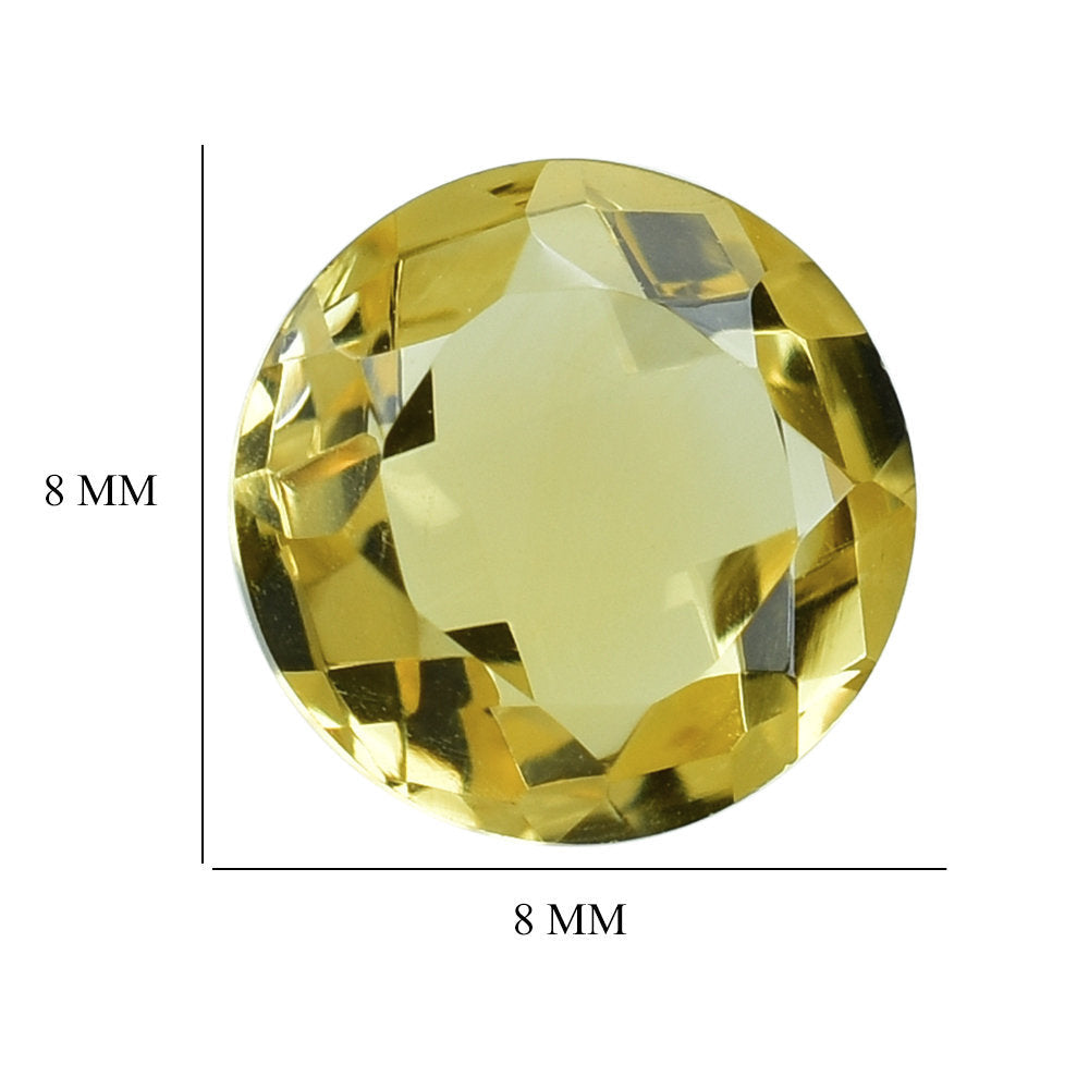 YELLOW CITRINE CHECKER CUT BACK ROUND (YELLOW GOLDEN) (C-3/CLEAN) 8.00MM 1.85 Cts.