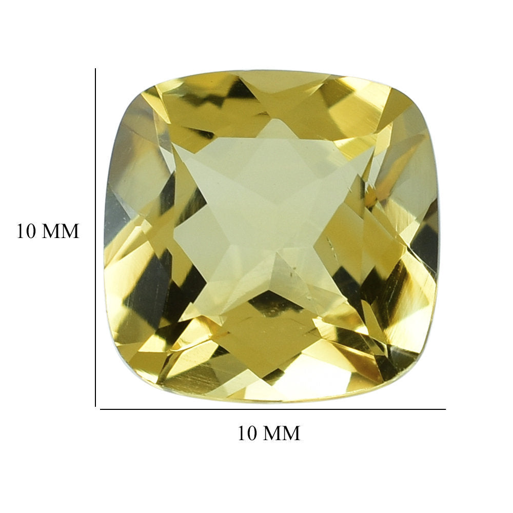 YELLOW CITRINE CUT CUSHION 10.00MM 3.76 Cts.