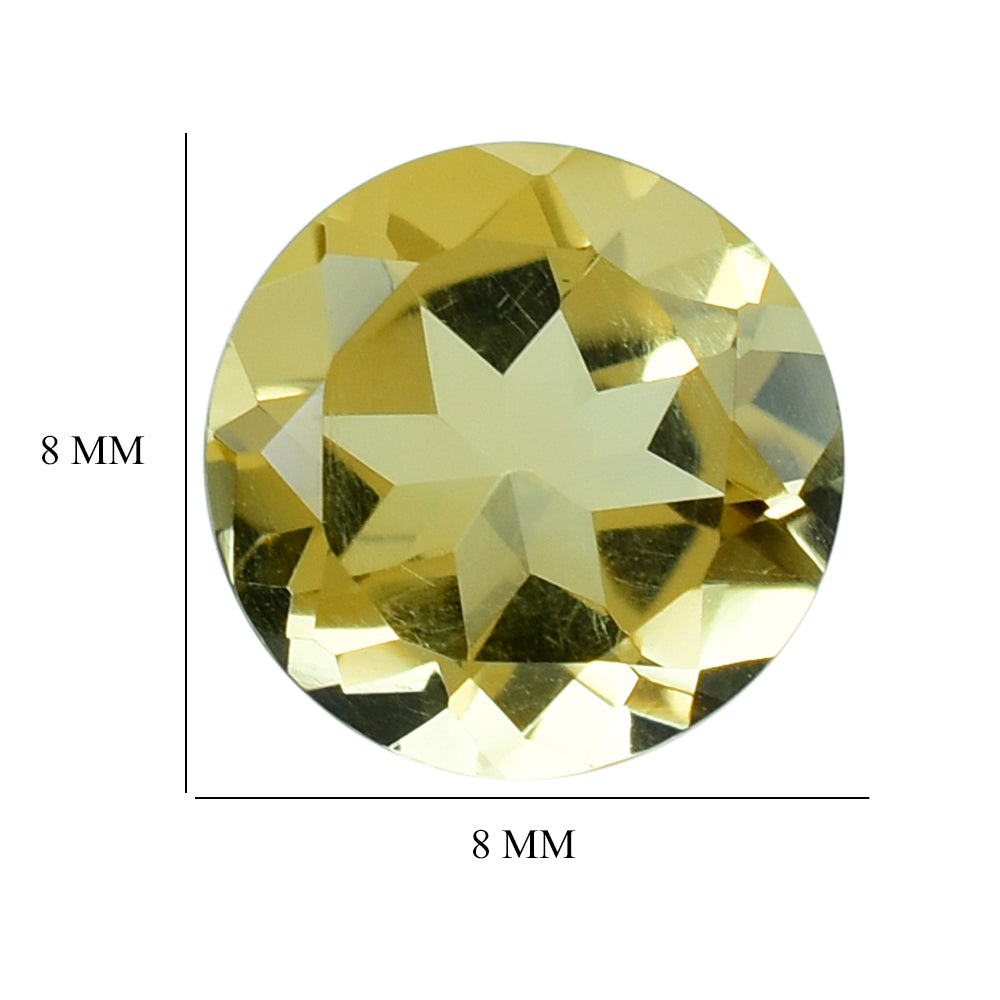 YELLOW CITRINE (LITE YELLOW) CUT ROUND 8.00MM 1.70 Cts.