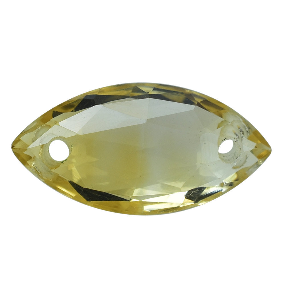 GOLDEN CITRINE ROSE CUT BRIOLETTE MARQUISE WITH (TWO FULL DRILL) 16X8MM 3.78 Cts.