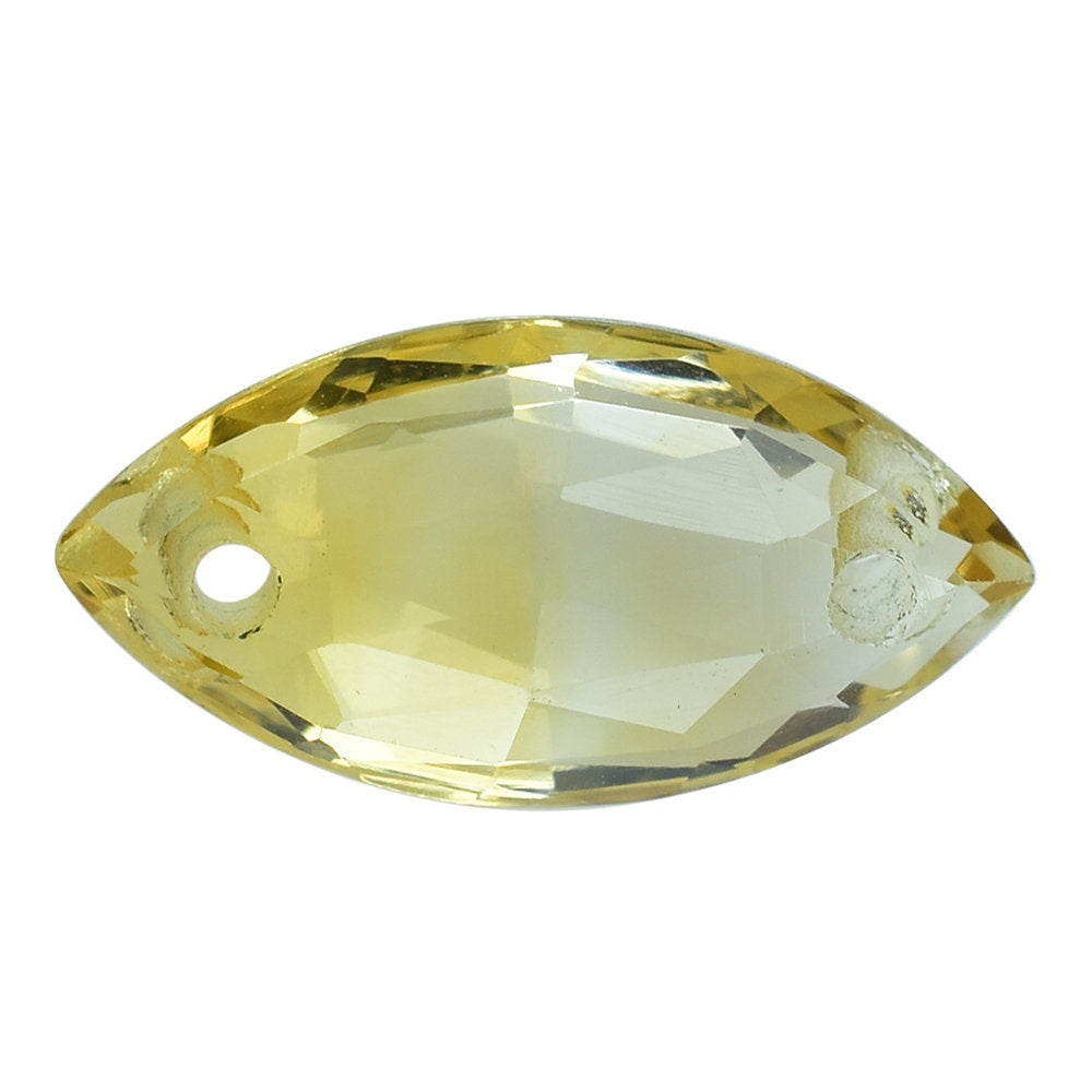 GOLDEN CITRINE ROSE CUT BRIOLETTE MARQUISE WITH (TWO FULL DRILL) 16X8MM 3.78 Cts.