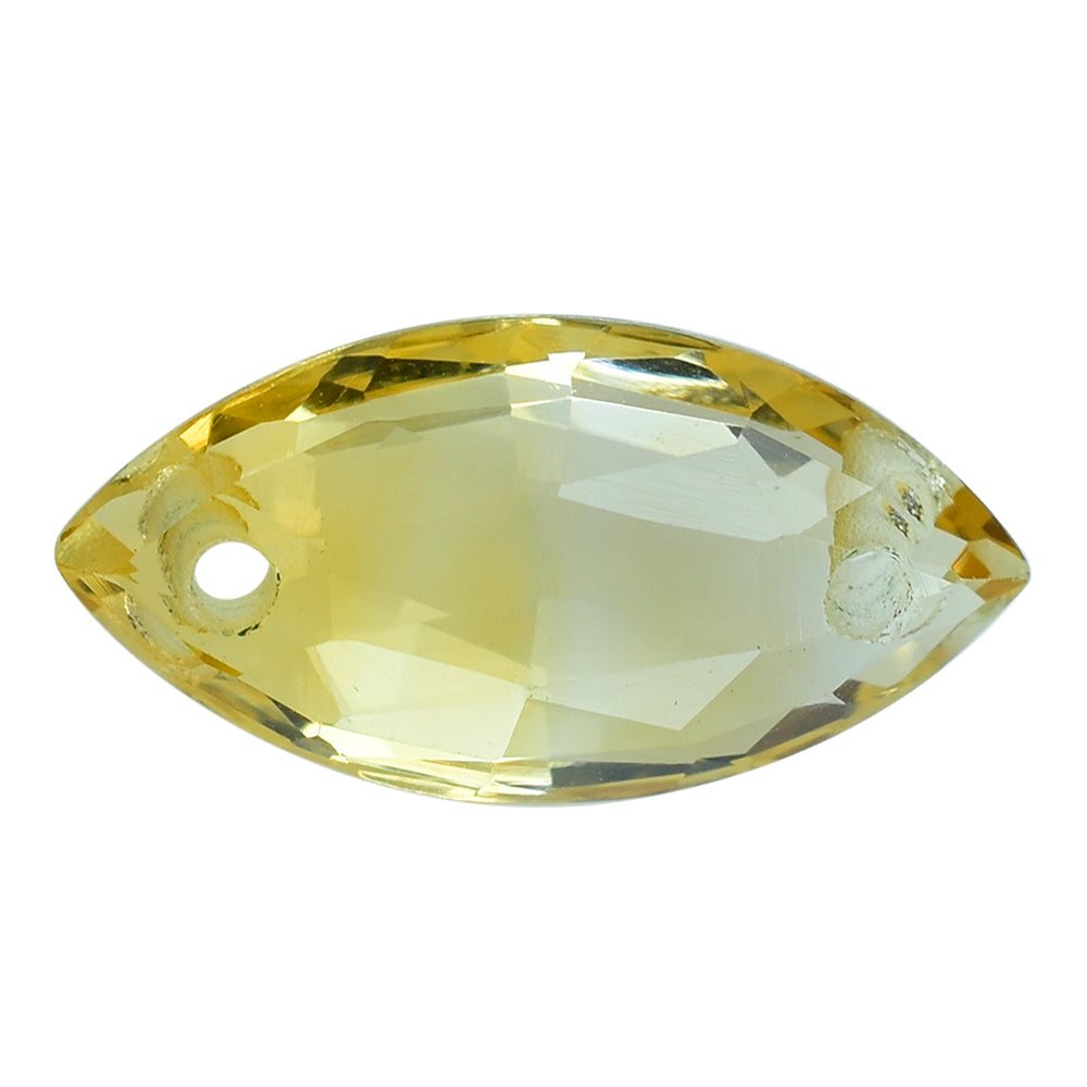 GOLDEN CITRINE ROSE CUT BRIOLETTE MARQUISE WITH (TWO FULL DRILL) 16X8MM 3.78 Cts.