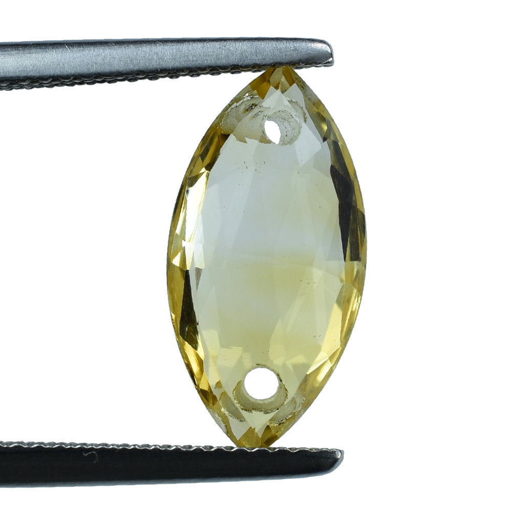 GOLDEN CITRINE ROSE CUT BRIOLETTE MARQUISE WITH (TWO FULL DRILL) 16X8MM 3.78 Cts.