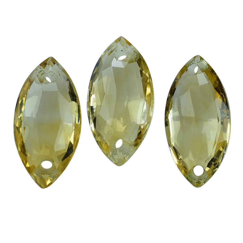 GOLDEN CITRINE ROSE CUT BRIOLETTE MARQUISE WITH (TWO FULL DRILL) 16X8MM 3.78 Cts.