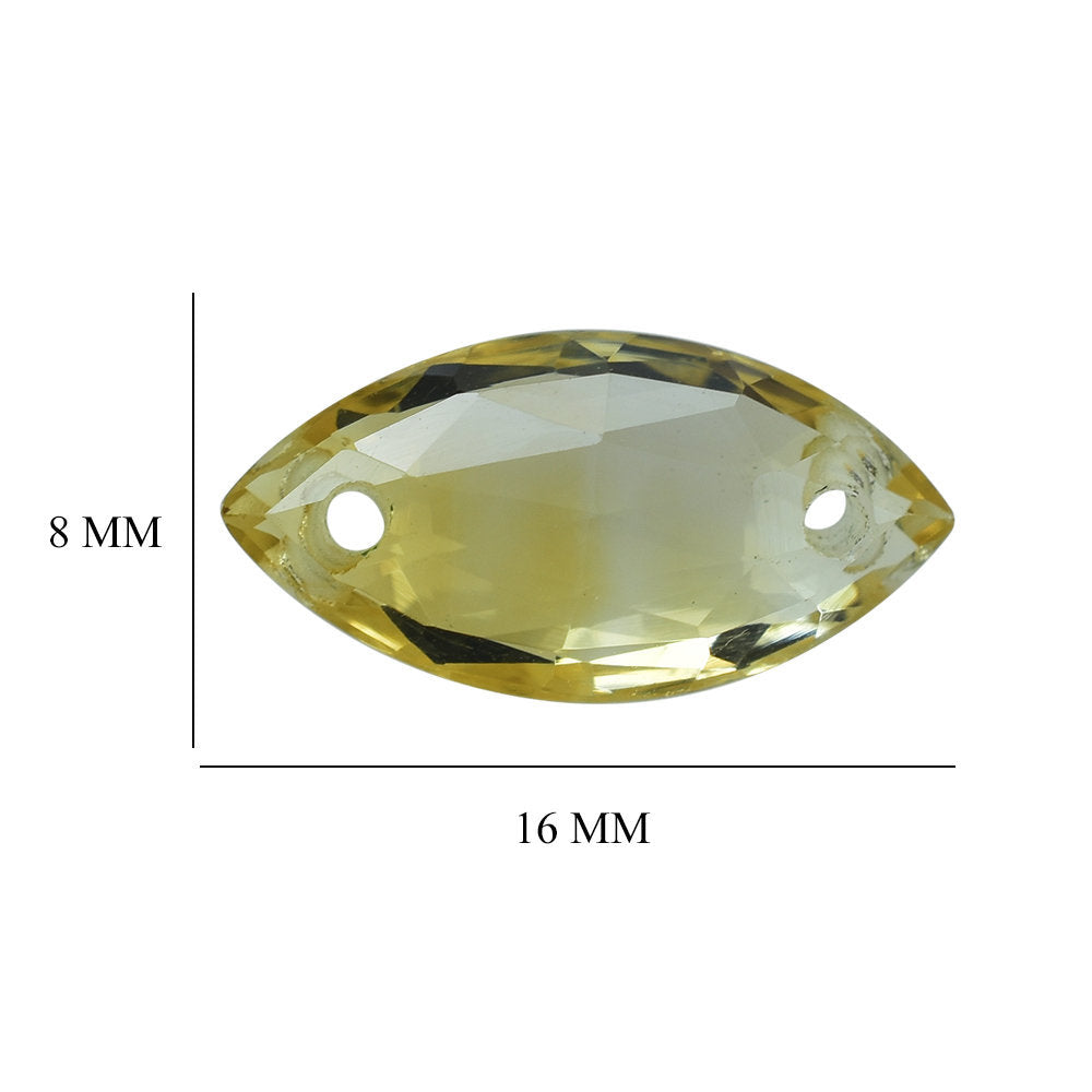 GOLDEN CITRINE ROSE CUT BRIOLETTE MARQUISE WITH (TWO FULL DRILL) 16X8MM 3.78 Cts.