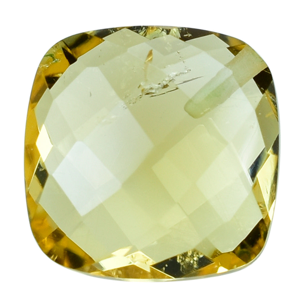 YELLOW CITRINE BRIOLETTE CUSHION (HALF DRILL) (SI) 10MM 4.10 Cts.