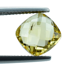 YELLOW CITRINE BRIOLETTE CUSHION (HALF DRILL) (SI) 10MM 4.10 Cts.