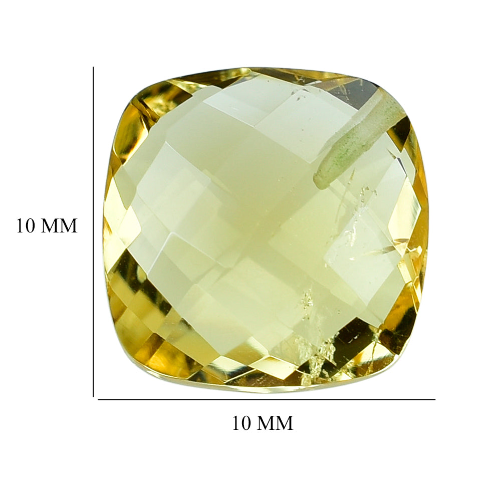 YELLOW CITRINE BRIOLETTE CUSHION (HALF DRILL) (SI) 10MM 4.10 Cts.
