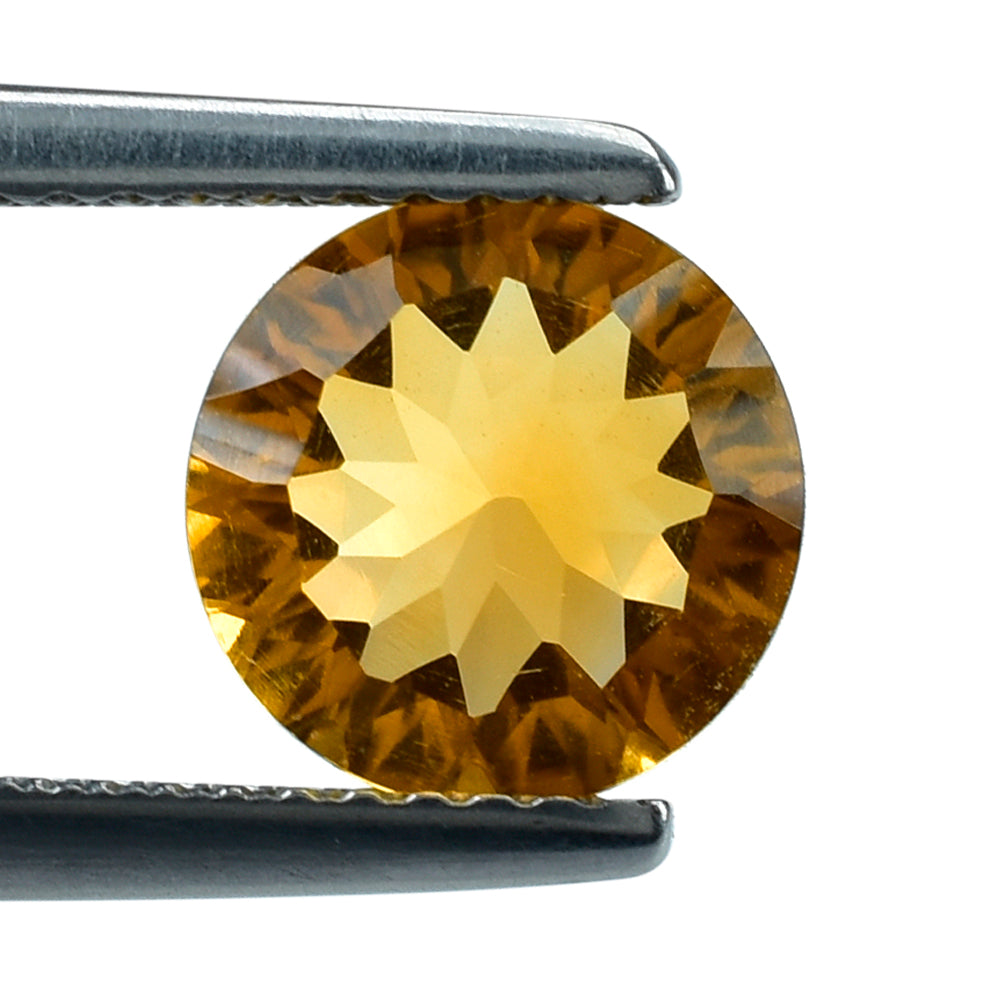 CITRINE (GOLDEN) CONCAVE CUT ROUND (DES#45) (SUPER EXTRA) 8MM 1.63 Cts.