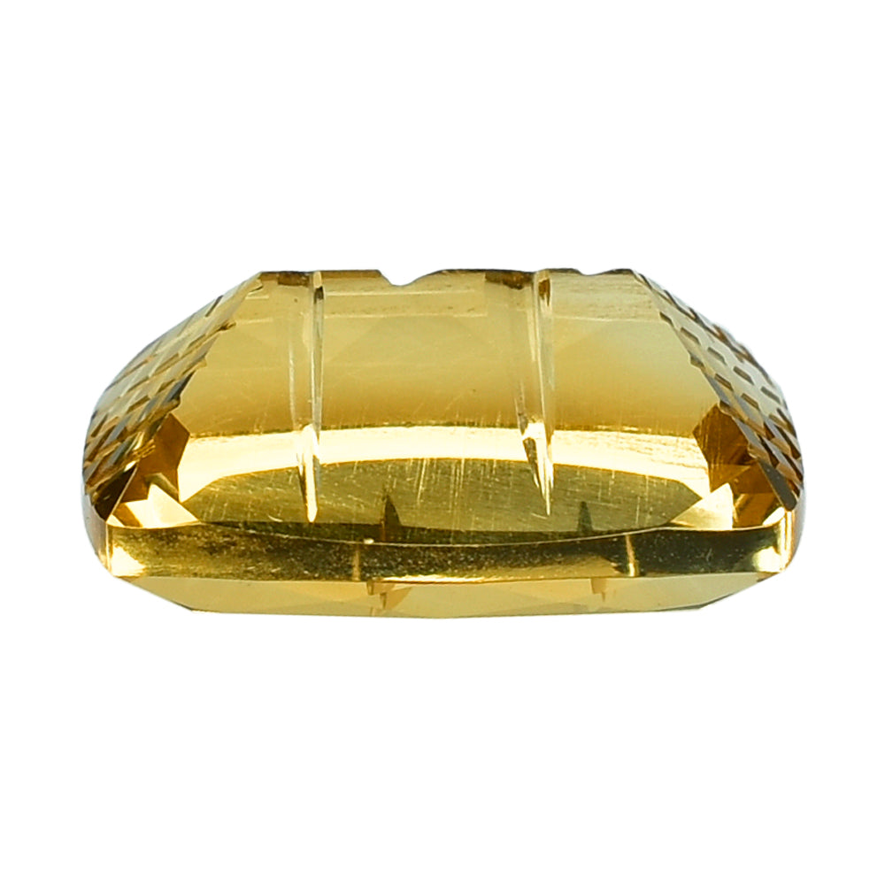 CITRINE (GOLDEN) STEP CUT WITH CARVED SIDE CUSHION (C-2) (DES#78) 16X12MM 9.42 Cts.
