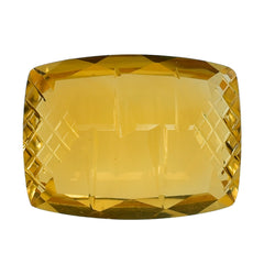 CITRINE (GOLDEN) STEP CUT WITH CARVED SIDE CUSHION (C-2) (DES#78) 16X12MM 9.42 Cts.