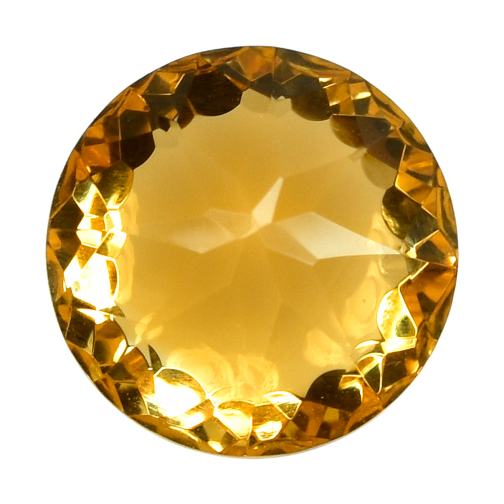 CITRINE (GOLDEN) GALAXY CUT DOME ROUND (DES#86) (C-2) 10MM 3.85 Cts.