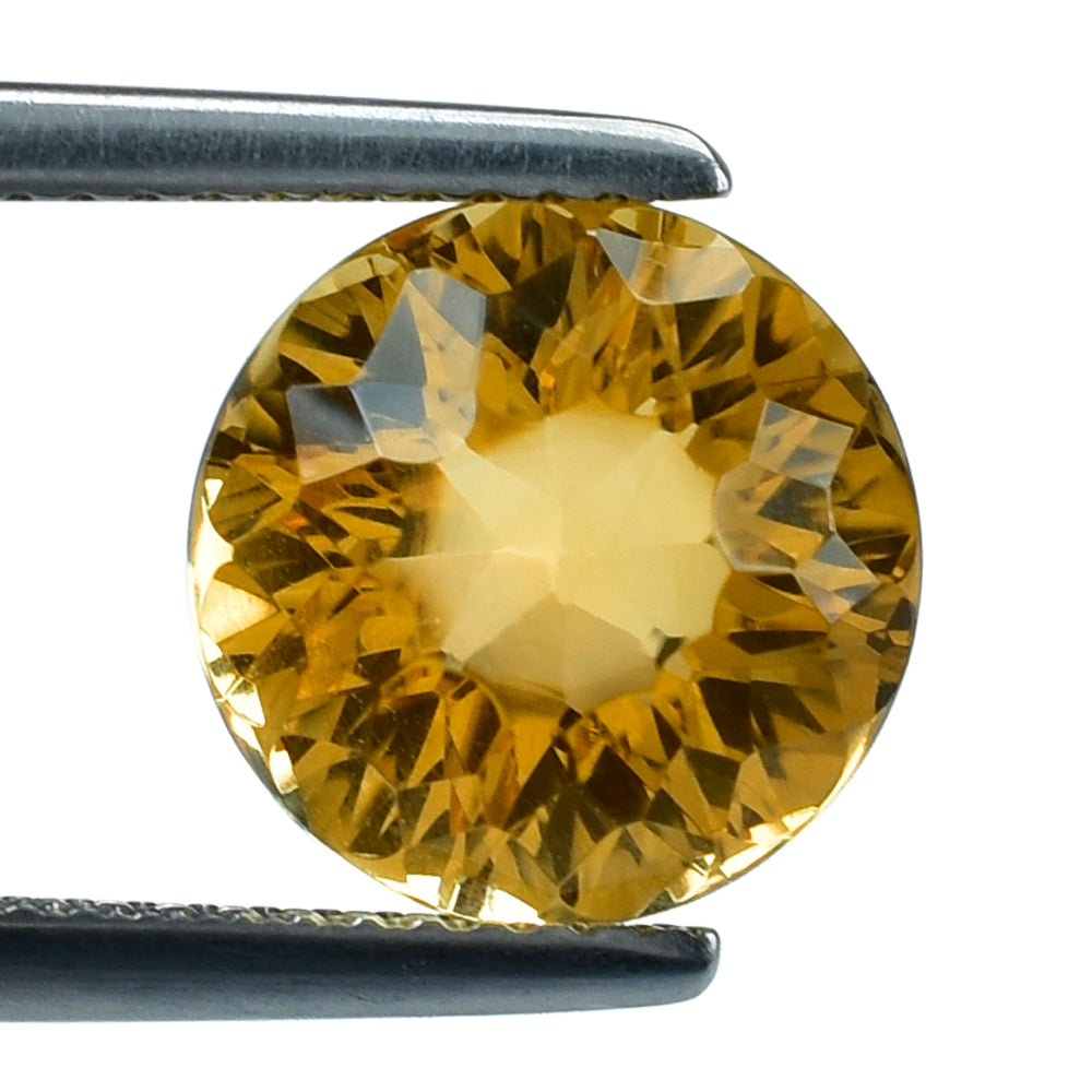 CITRINE (GOLDEN) GALAXY CUT DOME ROUND (DES#86) (C-2) 10MM 3.85 Cts.