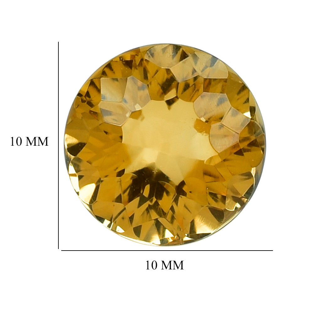 CITRINE (GOLDEN) GALAXY CUT DOME ROUND (DES#86) (C-2) 10MM 3.85 Cts.