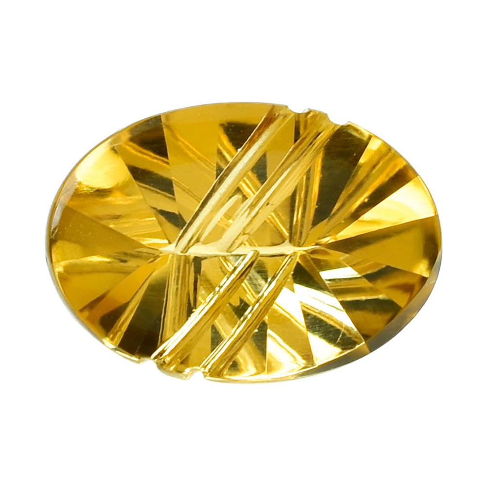 CITRINE (GOLDEN) FLAT BUFFTOP LIGHTENING OVAL (DES#114) (C-2) 14X10MM 4.36 Cts.