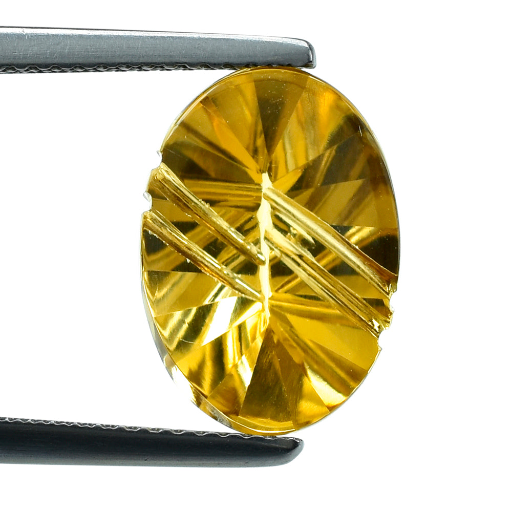 CITRINE (GOLDEN) FLAT BUFFTOP LIGHTENING OVAL (DES#114) (C-2) 14X10MM 4.36 Cts.