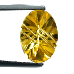 CITRINE (GOLDEN) FLAT BUFFTOP LIGHTENING OVAL (DES#114) (C-2) 14X10MM 4.36 Cts.