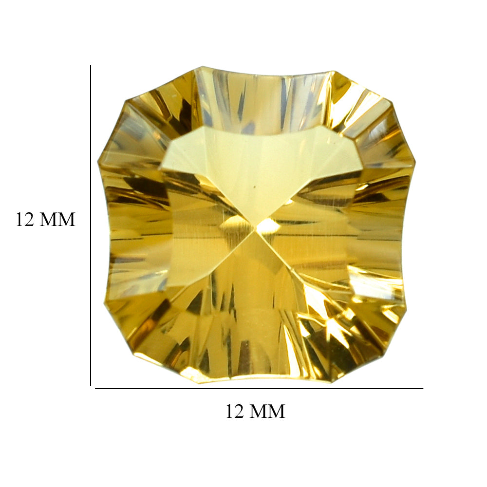 CITRINE (GOLDEN) CONCAVE NINETY CUT CUSHION (DES#22) (C-2) 12MM 5.30 Cts.