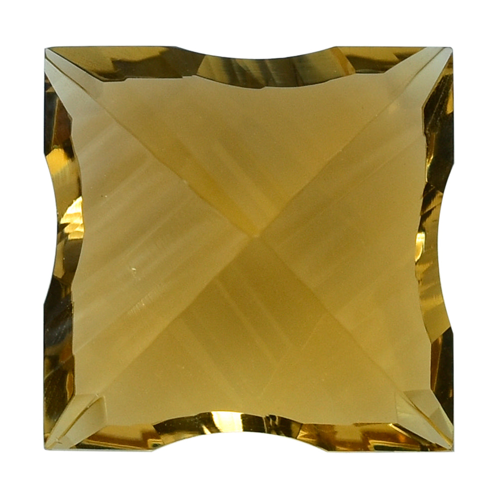 CITRINE (GOLDEN) CONCAVE NINETY CUT SQUARE (DES#52) (C-2) 12MM 7.25 Cts.