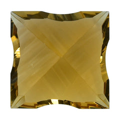 CITRINE (GOLDEN) CONCAVE NINETY CUT SQUARE (DES#52) (C-2) 12MM 7.25 Cts.