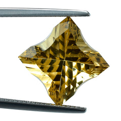 CITRINE (GOLDEN) CONCAVE NINETY CUT SQUARE (DES#52) (C-2) 12MM 7.25 Cts.