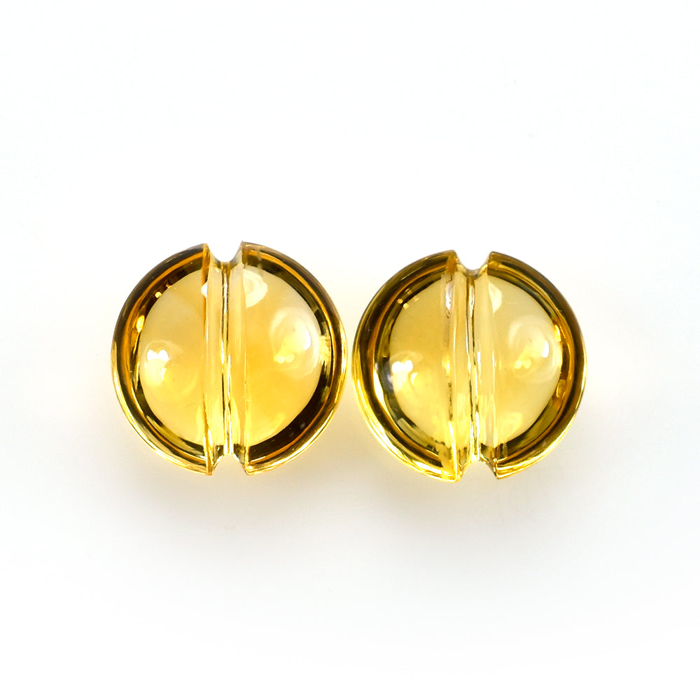 CITRINE (GOLDEN) LENTIL ROUND WITH CARVED (DES#25) (C-2) 9MM 2.30 Cts.