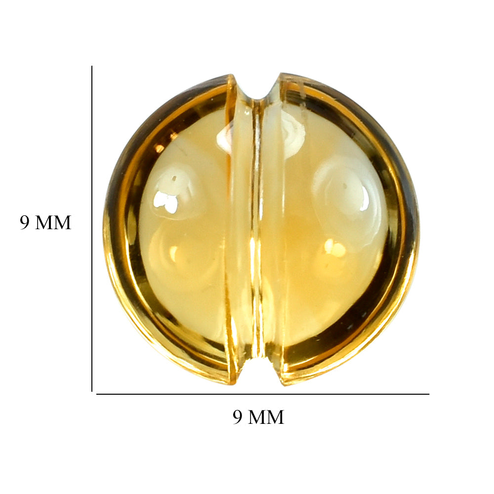 CITRINE (GOLDEN) LENTIL ROUND WITH CARVED (DES#25) (C-2) 9MM 2.30 Cts.