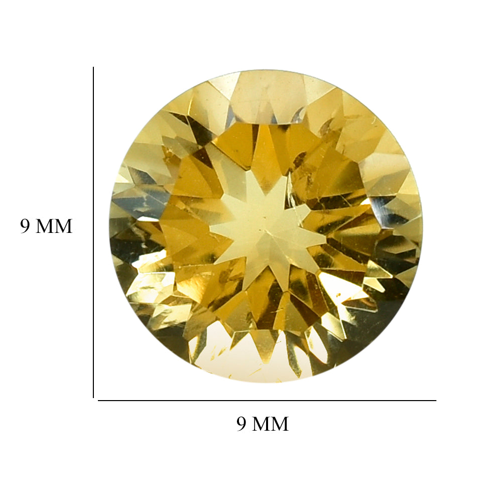 CITRINE (GOLDEN) CONCAVE CUT ROUND (DES#45) (C-2) 9MM 2.60 Cts.