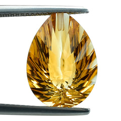CITRINE (GOLDEN) CONCAVE BRIOLETTE PEAR (DES#14) (HALF DRILL) (C-1) 16X12MM 8.26 Cts.