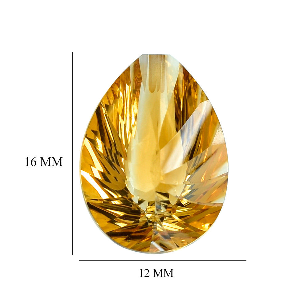 CITRINE (GOLDEN) CONCAVE BRIOLETTE PEAR (DES#14) (HALF DRILL) (C-1) 16X12MM 8.26 Cts.