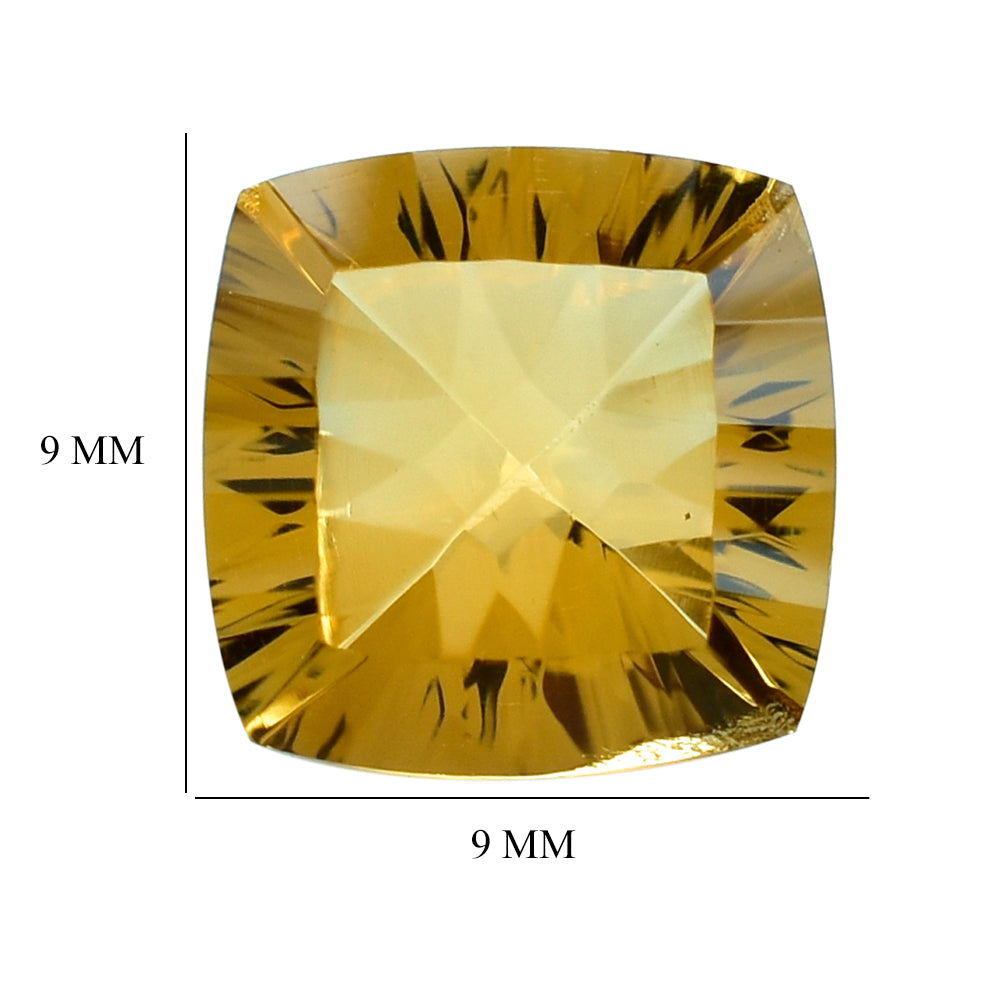 CITRINE (GOLDEN) CONCAVE CUT CUSHION (DES#71) (C-2) 9MM 2.65 Cts.