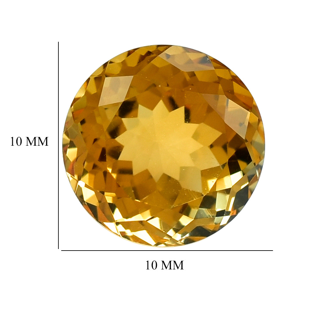 CITRINE (GOLDEN) PORTUGUESE CUT ROUND (DES#34) (C-1) 10MM 4.95 Cts.