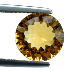 CITRINE (GOLDEN) CONCAVE CUT ROUND (DES#45) (C-1) 10MM 3.20 Cts.