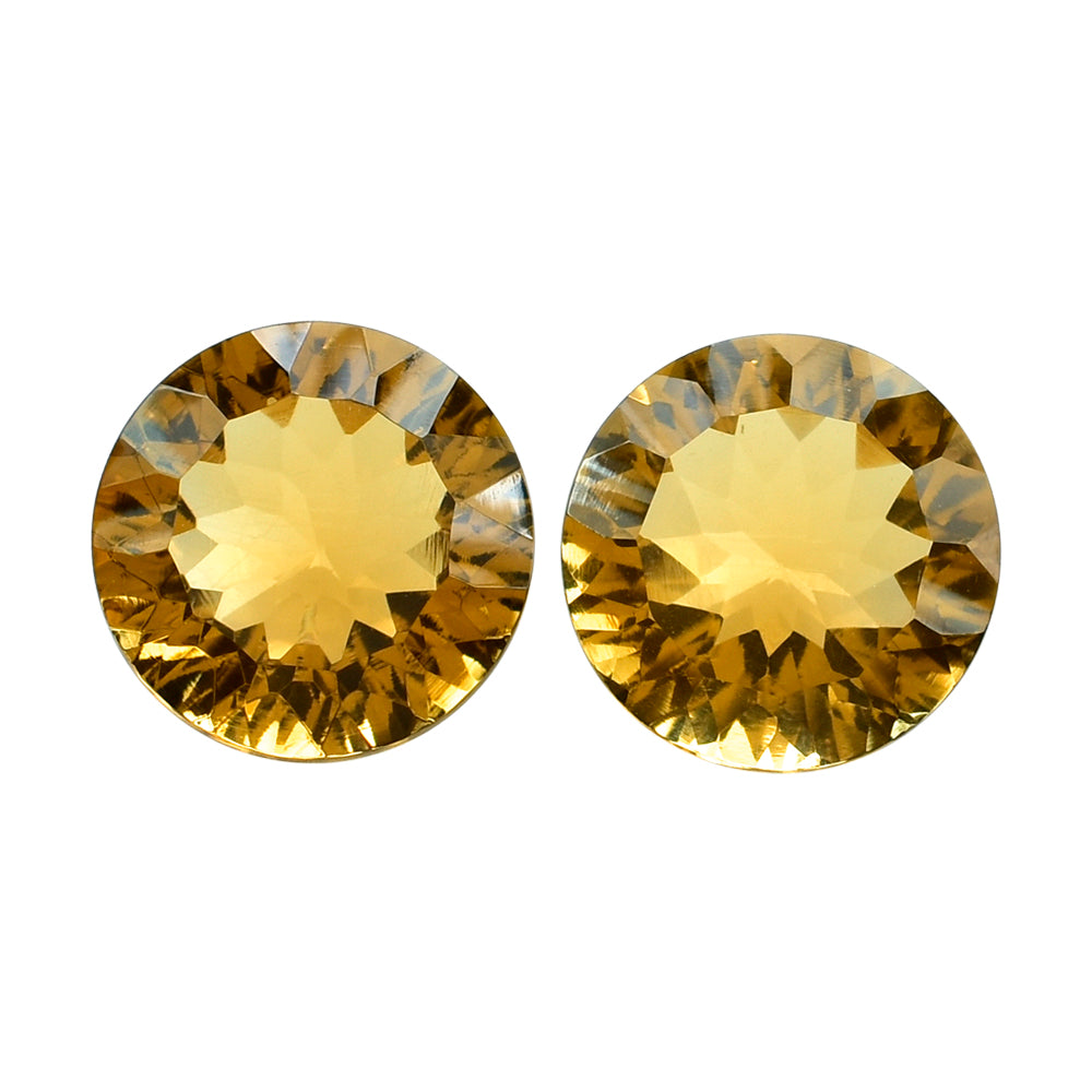 CITRINE (GOLDEN) CONCAVE CUT ROUND (DES#45) (C-1) 10MM 3.20 Cts.