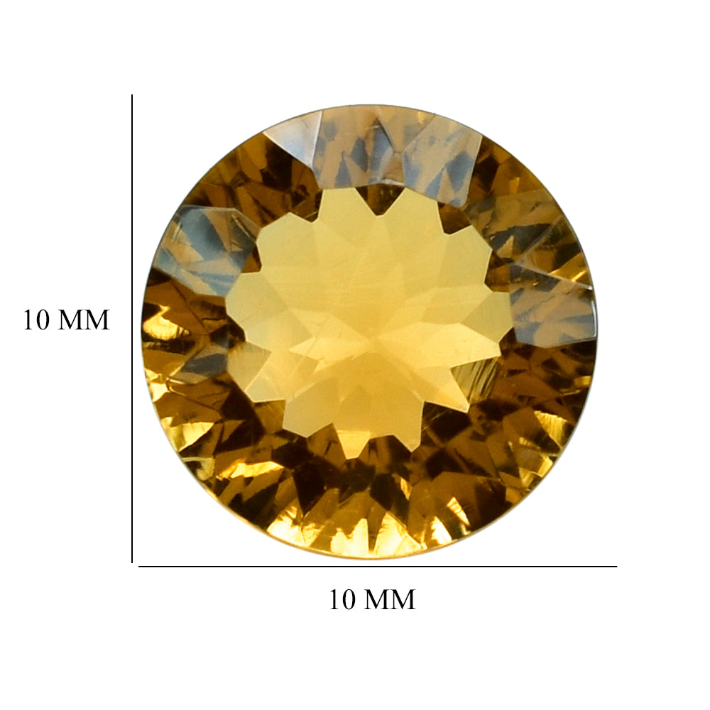 CITRINE (GOLDEN) CONCAVE CUT ROUND (DES#45) (C-1) 10MM 3.20 Cts.