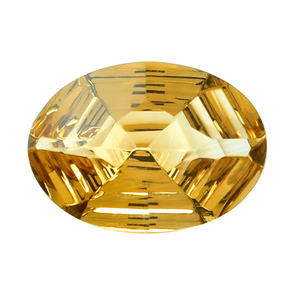 CITRINE (GOLDEN) SWIRL CUT HEXAGON CONCAVE OVAL (DES#87) (C-2) 14X10MM 4.25 Cts.