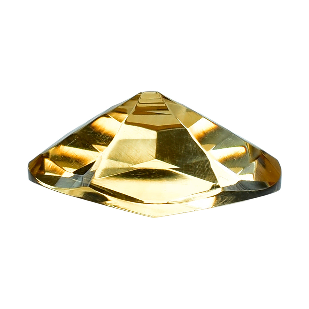 CITRINE (GOLDEN) SWIRL CUT HEXAGON CONCAVE OVAL (DES#87) (C-2) 14X10MM 4.25 Cts.