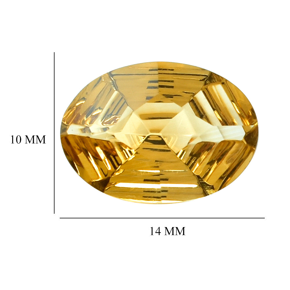 CITRINE (GOLDEN) SWIRL CUT HEXAGON CONCAVE OVAL (DES#87) (C-2) 14X10MM 4.25 Cts.