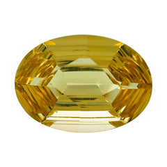 CITRINE (GOLDEN) SWIRL CUT HEXAGON (CONCAVE OVAL (DES#87) (C-2) 14X10MM 4.65 Cts.