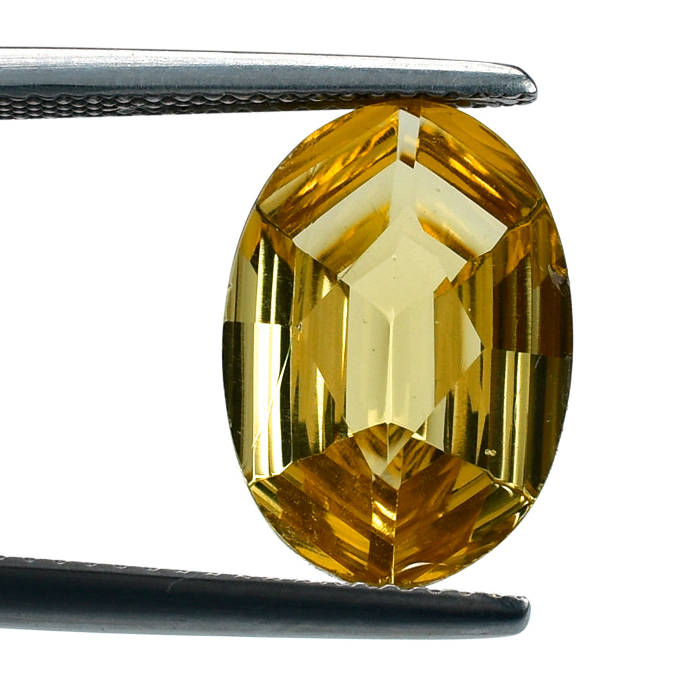 CITRINE (GOLDEN) SWIRL CUT HEXAGON (CONCAVE OVAL (DES#87) (C-2) 14X10MM 4.65 Cts.