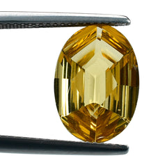 CITRINE (GOLDEN) SWIRL CUT HEXAGON (CONCAVE OVAL (DES#87) (C-2) 14X10MM 4.65 Cts.