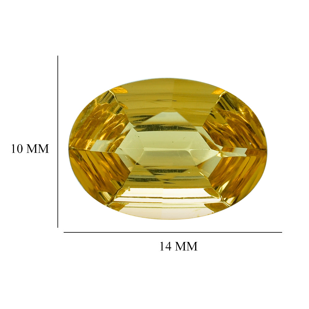CITRINE (GOLDEN) SWIRL CUT HEXAGON (CONCAVE OVAL (DES#87) (C-2) 14X10MM 4.65 Cts.