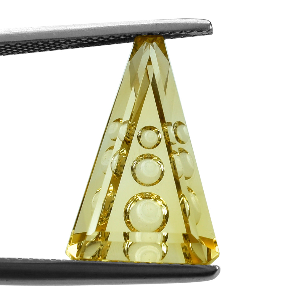 CITRINE (GOLDEN) SUPER BUBBLE TRAPEZOID (DES#119) (C-2) 18X12MM 9.55 Cts.